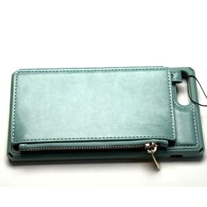 For Apple iPhone 8 Plus 7G 8G Plus Snap Zipper Wallet‎ Case Wristlet Teal Green